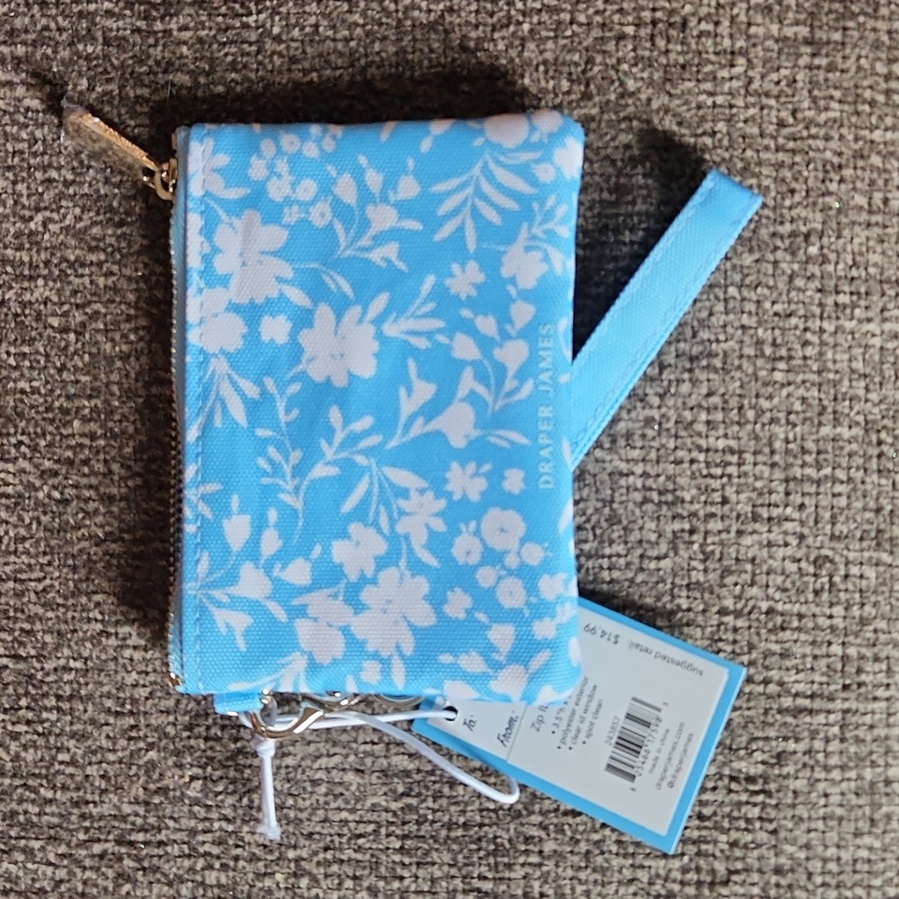Draper James Blue Floral Zip ID Case - Picture 2 of 3